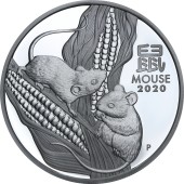 Срібна монета 1oz Рік Миші (Щура) 1 долар 2020 Австралія
