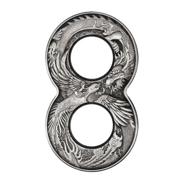 Серебряная монета 2oz Дракон и Феникс 2 доллара 2020 Австралия