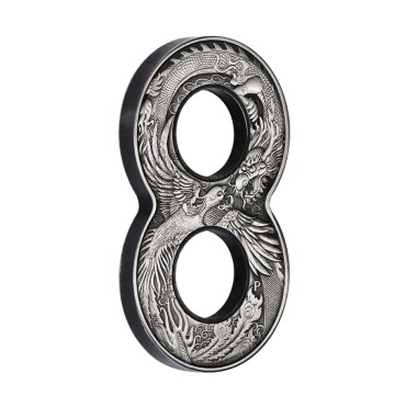 Серебряная монета 2oz Дракон и Феникс 2 доллара 2020 Австралия