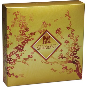 Серебряная монета 4oz Год Мыши (Крысы) "Квадрант" 4 доллара 2020 Тувалу (цветная)