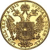 Золотая монета 1 Дукат 1915 Австрия рестрайк
