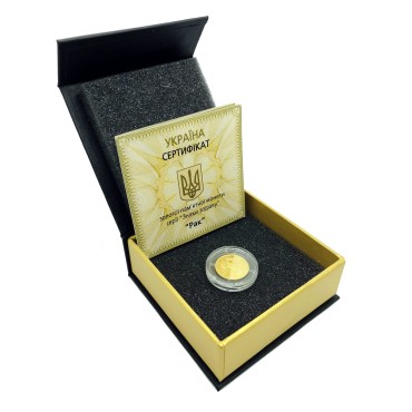 Золота монета 1/25oz Рак 2 гривні 2008 Україна