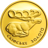 Золота монета 1/25oz Скіфське Золото. Олень 2 гривні 2011 Україна