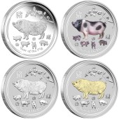 Набір срібних монет 1oz (4 шт.) Рік Свині 1 долар 2019 Австралія