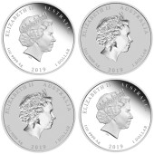Набор серебряных монет 1oz (4 шт.) Год Свиньи 1 доллар 2019 Австралия