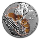 Срібна монета 1oz Рік Миші 1 долар 2020 Австралія (кольорова)