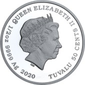 Серебряная монета 1/2oz Всегда Вместе 50 центов 2020 Тувалу (цветная)