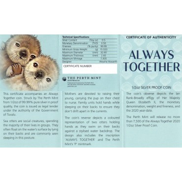 Срібна монета 1/2oz Завжди Разом 50 центів 2020 Тувалу (кольорова)