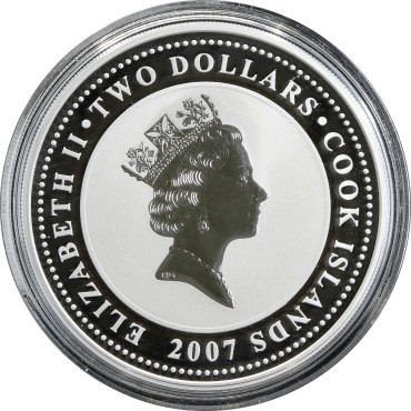 Срібна монета 1oz Мотоцикл "Brough Superior SS100 1932" 2 долара 2007 Острова Кука (кольорова)