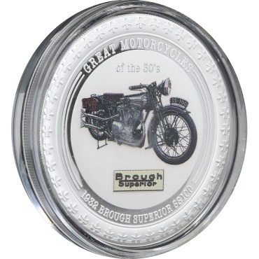 Срібна монета 1oz Мотоцикл "Brough Superior SS100 1932" 2 долара 2007 Острова Кука (кольорова)