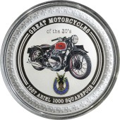 Серебряная монета 1oz Мотоцикл "Ariel 1000 Squarefour 1937" 2 доллара 2007 Острова Кука (цветная)