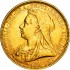 Золотая монета Соверен Виктории 1 Английский Фунт 1894 Великобритания