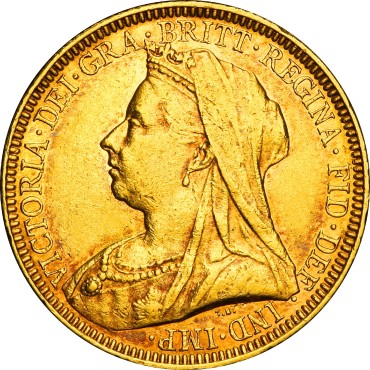 Золотая монета Соверен Виктории 1 Английский Фунт 1894 Великобритания