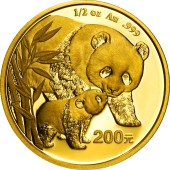 Золота монета 1/2oz Панда 200 юанів 2004 Китай