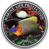 Серебряная монета 5oz Защита Морской Жизни 20 долларов 2001 Палау (цветная)