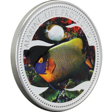 Серебряная монета 5oz Защита Морской Жизни "Marine-Life Protection" 20 долларов 2001 Палау (цветная)