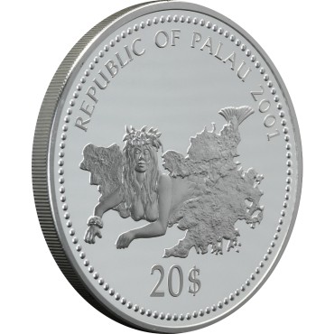 Серебряная монета 5oz Защита Морской Жизни "Marine-Life Protection" 20 долларов 2001 Палау (цветная)