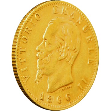 Золота монета Віктор Еммануіл II 20 лір 1866 Італія