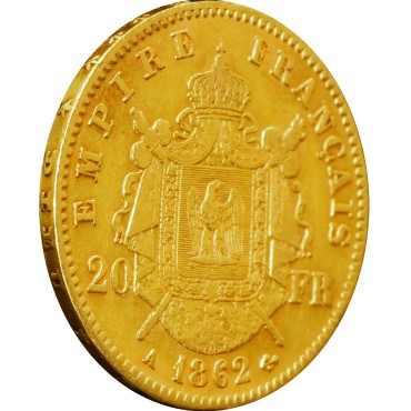 Золота монета Наполеон III 20 франків 1862 Франція