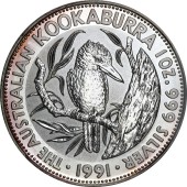 Серебряная монета 1oz Кукабарра 1 доллар 1991 Австралия
