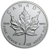 Серебряная монета 1oz Кленовый Лист 5 долларов 2002 Канада