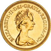 Золотая монета Соверен Елизаветы II 1974 Великобритания