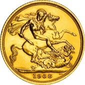 Золота монета Соверен Єлизавети II 1968 Великобританія