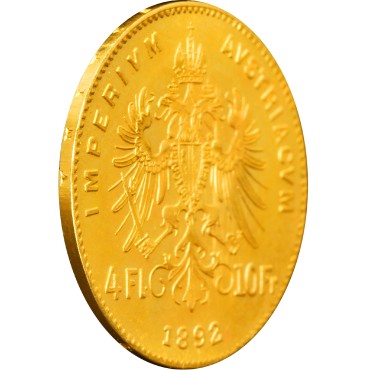 Золотая монета 4 Флорина/10 Франков 1892 Австрия (рестрайк)