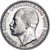 Серебряная монета Гессен-Дармштадт 3 марки 1910 Германская Империя