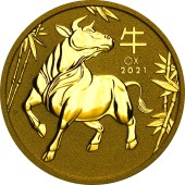 Золота монета 1oz Рік Бика 100 доларів 2021 Австралія