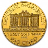 Золотая монета Венская Филармония 100 евро 2002 Австрия