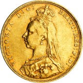 Золотая монета Соверен Виктории 1 Английский Фунт 1892 Великобритания