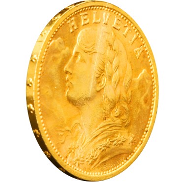 Золотая монета Гельвеция 20 франков 1910 Швейцария