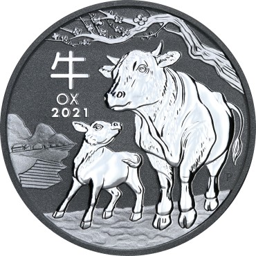 Серебряная монета 1oz Год Быка 1 доллар 2021 Австралия