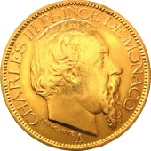 Золотая монета 100 франков 1886 Монако