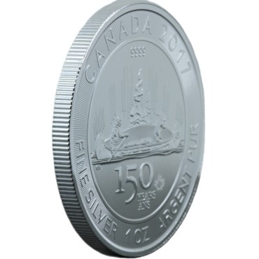 Серебряная монета 1oz 150 Лет Канаде Вояжер 5 долларов 2017 Канада