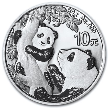 Серебряная монета 30g Китайская Панда 10 юань 2021 Китай