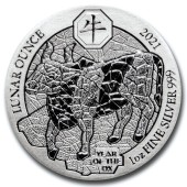 Серебряная монета 1oz Год Быка 50 франков 2021 Руанда