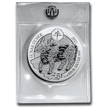 Серебряная монета 1oz Год Быка 50 франков 2021 Руанда