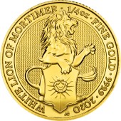 Золотая монета 1/4oz Белый Лев Мортимера 25 фунтов стерлингов 2020 Великобритания