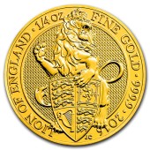 Золотая монета 1/4oz Лев Англии 25 фунтов стерлингов 2016 Великобритания