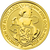 Золотая монета 1/4oz Единорог Шотландии 25 фунтов стерлингов 2018 Великобритания