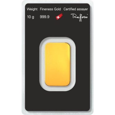 Золотий зливок 10 грам 9999 Fine Gold Argor-Heraeus