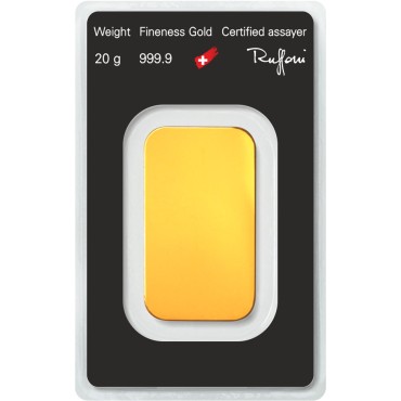 Золотой слиток 20 грамм 9999 Fine Gold Argor-Heraeus