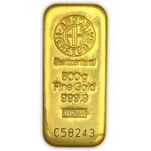 Золотий зливок 500 грам 9999 Fine Gold Argor-Heraeus