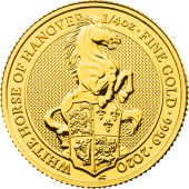 Золотая монета 1/4oz Белая Лошадь Ганновера 25 фунтов стерлингов 2020 Великобритания