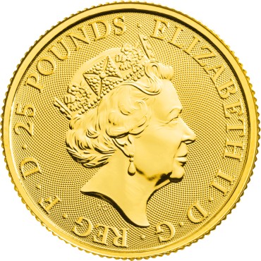 Золота монета 1/4oz Білий Кінь Ганновера 25 фунтів стерлінгів 2020 Великобританія