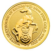 Золотая монета 1/4oz Белая Борзая Ричмонда 25 фунтов стерлингов 2021 Великобритания