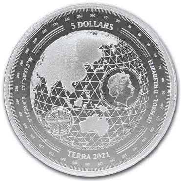 Серебряная монета 1oz Терра 5 долларов 2021 Токелау