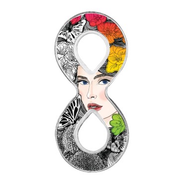 Серебряная монета Все краски жизни (в форме восьмерки) 500 франков 2021 Камерун (цветная)